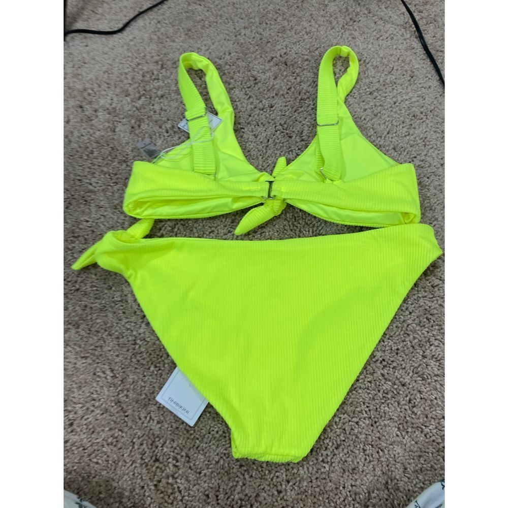 Nwt Tinibikini Two Piece Neon Citrus Front Tie Bi… - image 3